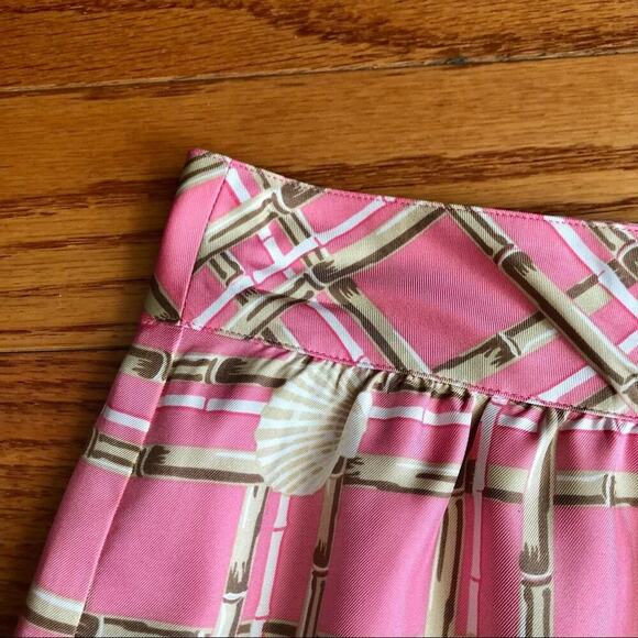 VINEYARD VINES Silk Printed Lined Mini Skirt Pink Orange Taupe Women’s Size O - Picture 4 of 7